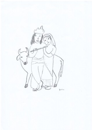 モテモテのクリシュナが最も愛したのが、牛使いの人妻ラーダ。男女愛の象徴とされる二人。