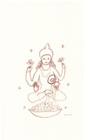 美と富、豊穣、幸運の女神。
とってもゴージャス。絶世の美女らしい。ヴィシュヌの奥さん。手からは金貨がとめどなくあふれ出る。