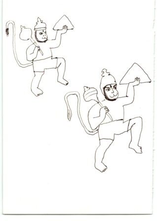 猿の神ハヌマーンは、ご主人様「ラーマ」にすべてを捧げる、信愛と献身の象徴とされる。